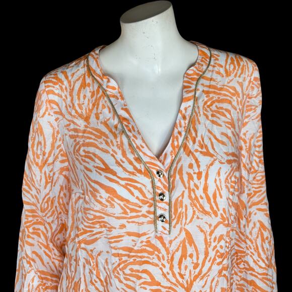 SUSAN GRAVER Passport Top XXS Tangerine Twist Zebra Print Rayon Blend RN81893 - Picture 8 of 14